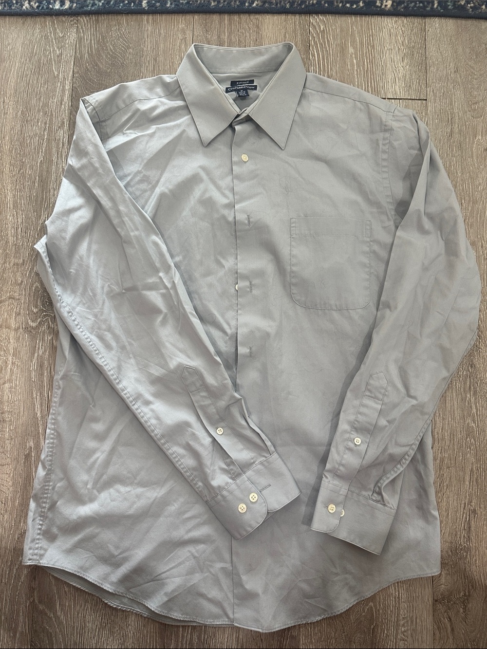 croft & barrow Men's Solid Light Gray Long Sleeve Dress Shirt